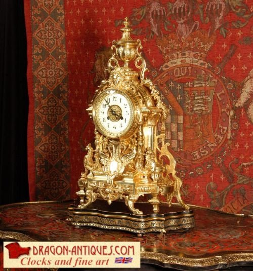 Large and Stunning Gilt Brass Clock
by Vincenti Et Cie, French - Circa 1880